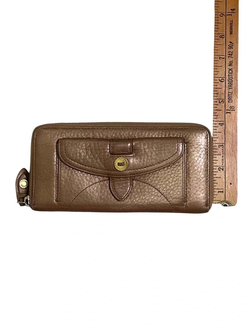 Cole Haan Metallic Brown Leather Zip Around Wallet